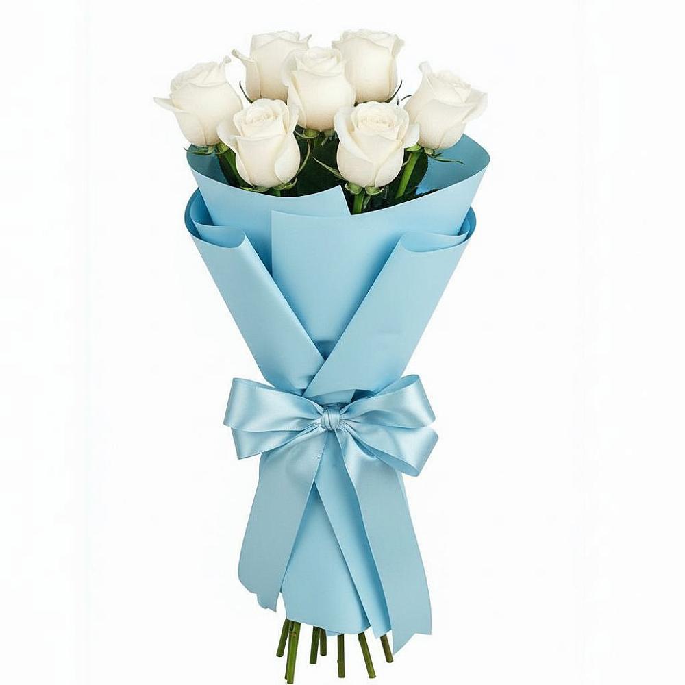 Букет 7 белых роз Проуд в Дмитровский Погост