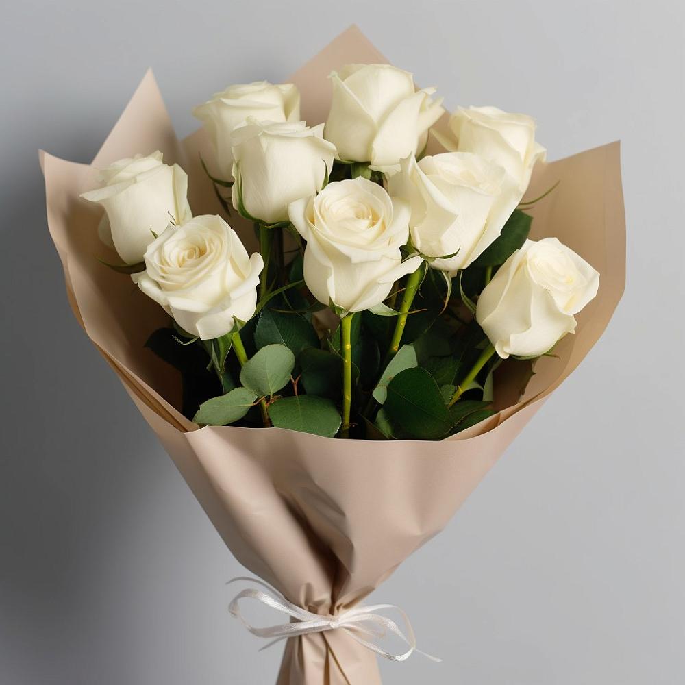 Букет 9 Белых роз Эдлесс Лав в Дмитровский Погост