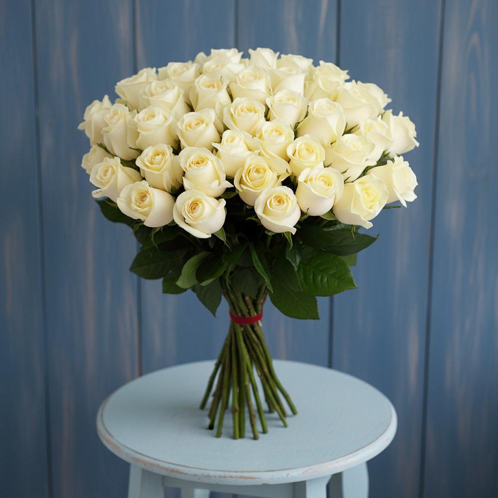 Букет 51 Белая роза Эдлесс Лав в Дмитровский Погост