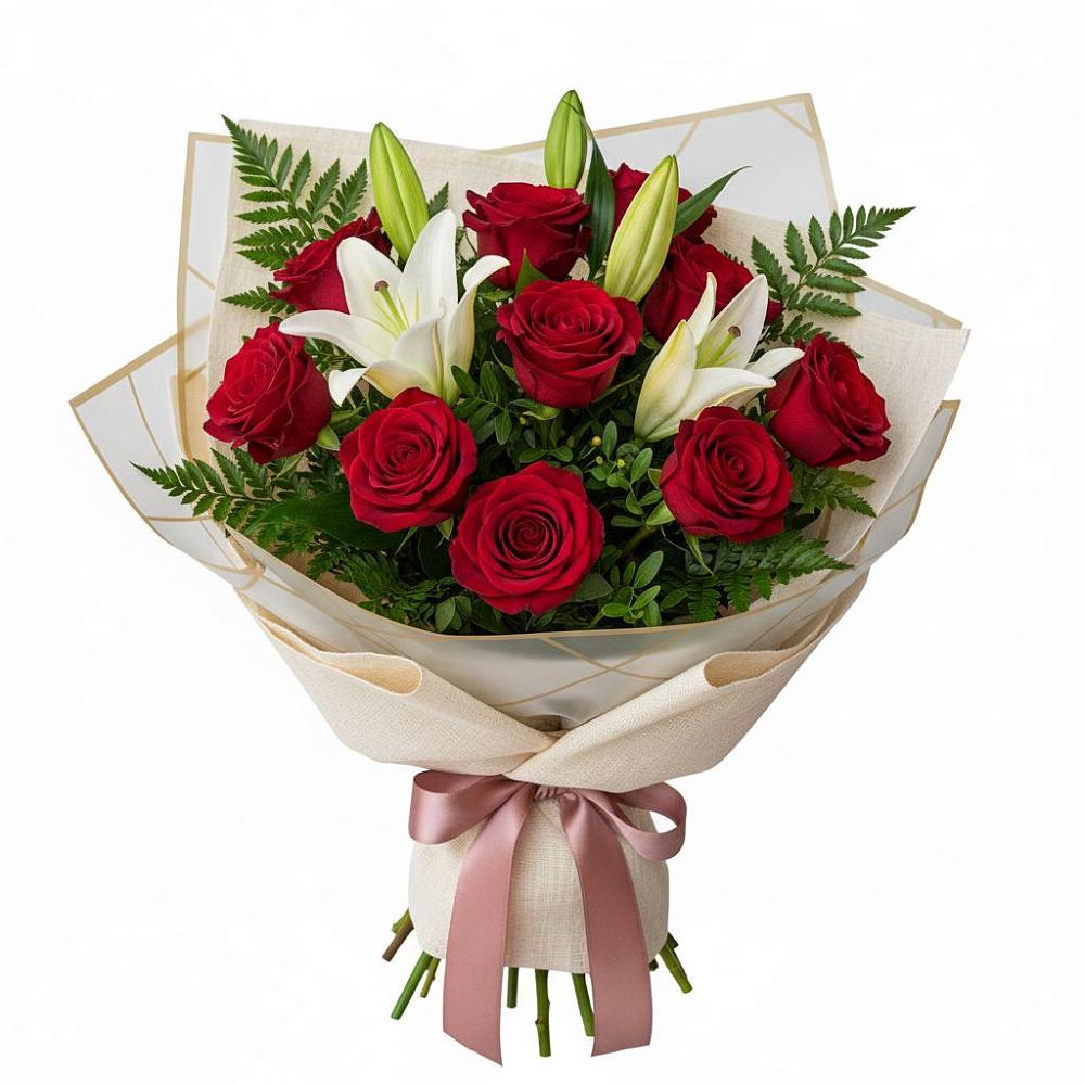 Букет цветов из: Лилии и Розы в Дмитровский Погост