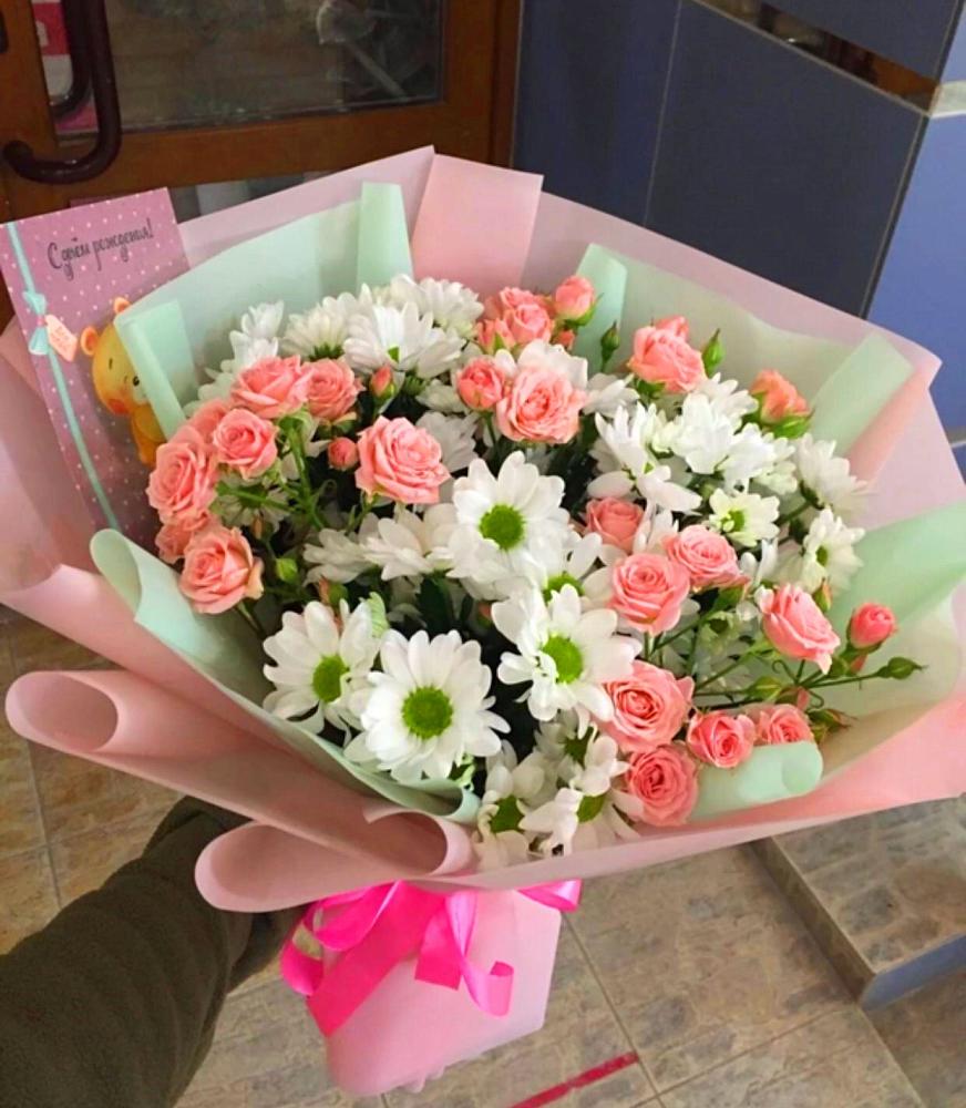 Букет цветов из: Розы и Хризантемы в Дмитровский Погост