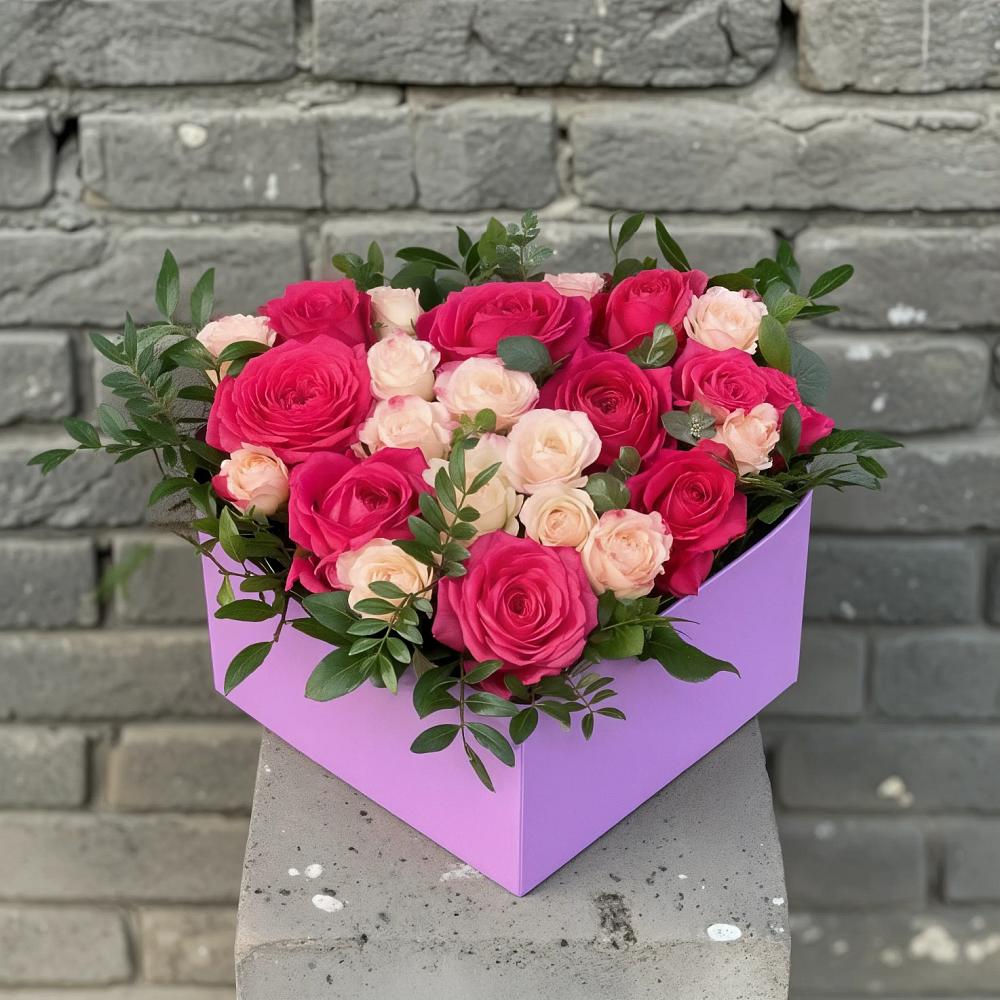 Цветочная композиция из Розы в коробке в Дмитровский Погост