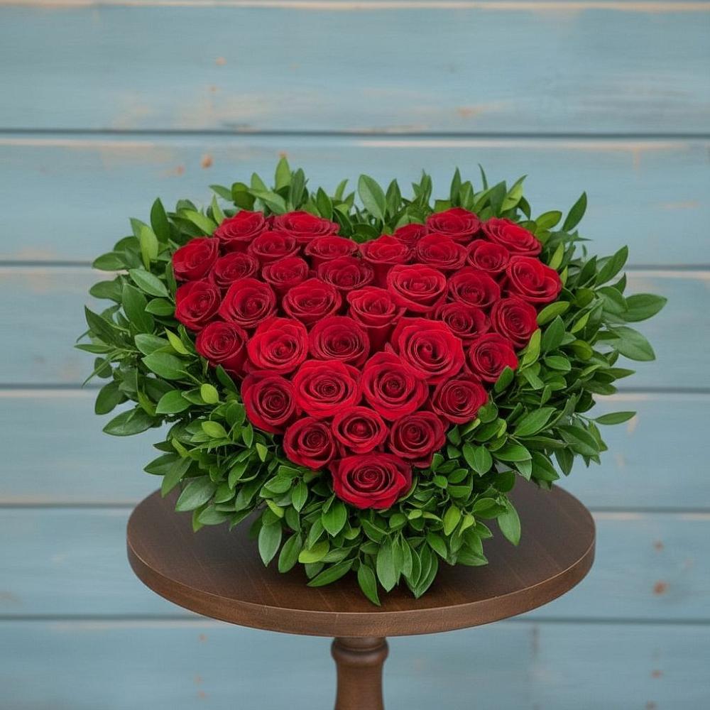 Цветочная композиция из Розы в виде сердца в Дмитровский Погост