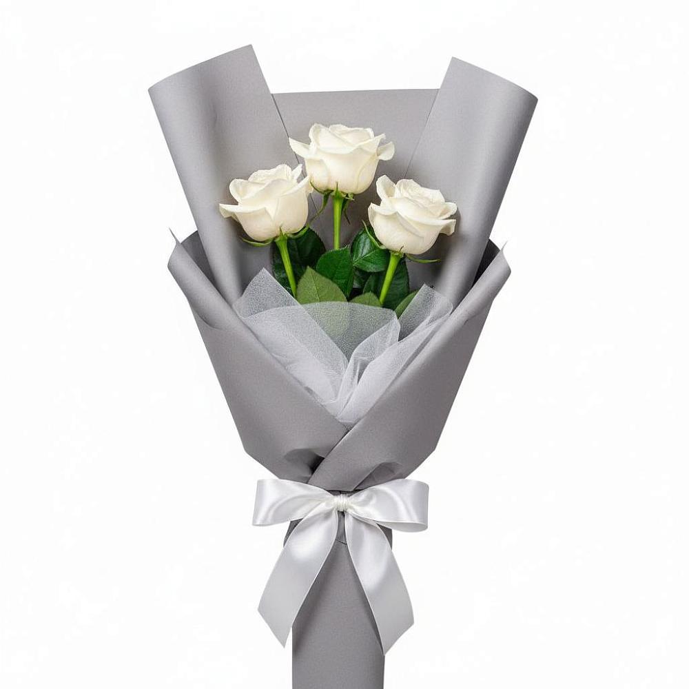 Букет 3 белые розы в Дмитровский Погост
