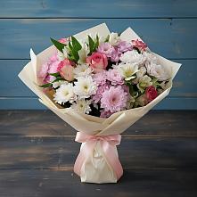 Букет цветов из:  Хризантемы, Альстромерии и Розы в Дмитровский Погост