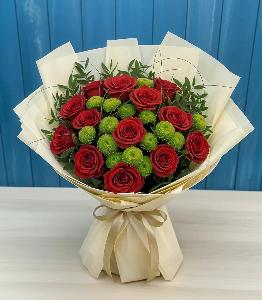 Букет цветов из: Розы и Хризантемы в Дмитровский Погост